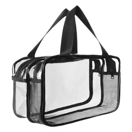 Aucuu Cosmetic Bag, Toiletry Bags, Transparent, Large Toiletry Bag, Travel Wash Bags with Carry Handle, Cosmetic Bag, Transparent, Makeup Bag, Dry and Wet Separation, Portable Culture Wash Bag, #4