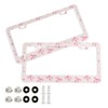 Coikll Pink Bow License Plate 2 Holes Frame Rustproof Aluminium