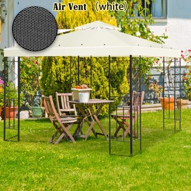 Big Lighting Deals 10' X 10' Gazebo Replacement Canopy Double Tier Patio Canopy Top Cover-Beige