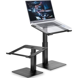 supamir Adjustable Laptop Stand for Desk, DJ Laptop Riser, Standing Desk Converter, Support Working on Computer Sitting/Standing, Compatible with MacBook, Dell, HP and All 13"-16.5" Notebooks, Black