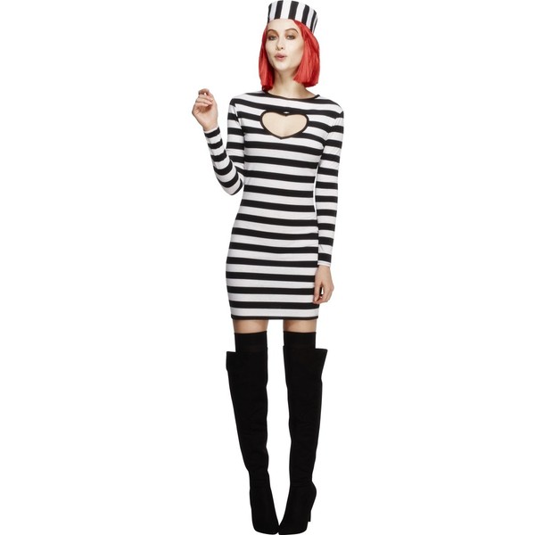 Smiffy's Fever Convict Sexy Dress and Hat (Small)