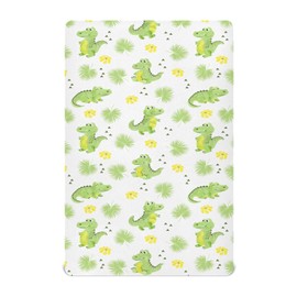 Crib Sheets for Boys Crocodiles Alligators Palm Leaves Toddler Baby Girl Sheets for Crib,Neutral Mini Crib Nursery Mattress Sheets Fitted,Crib Mattress Soft & Breathable 52 * 28 * 9In