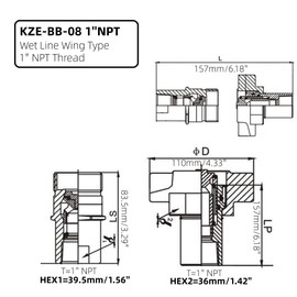 1" NPT Wet-Line Wing Nut Heavy Duty Hydraulic Quick Disconnect Coupler/Coupling Set Hydraulic Quick Connect for Live Bed Dump Trailer Hydraulic Systems