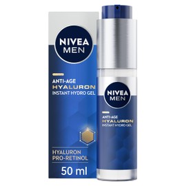 NIVEA NIVEA MEN Anti-Age Hyaluron Face Moisturising Gel (50ml), Men's Moisturiser with Hyaluronic Acid and Pro-Retinol, Visibly Reduces Deep Wrinkles, Hydrates, and Firms Skin