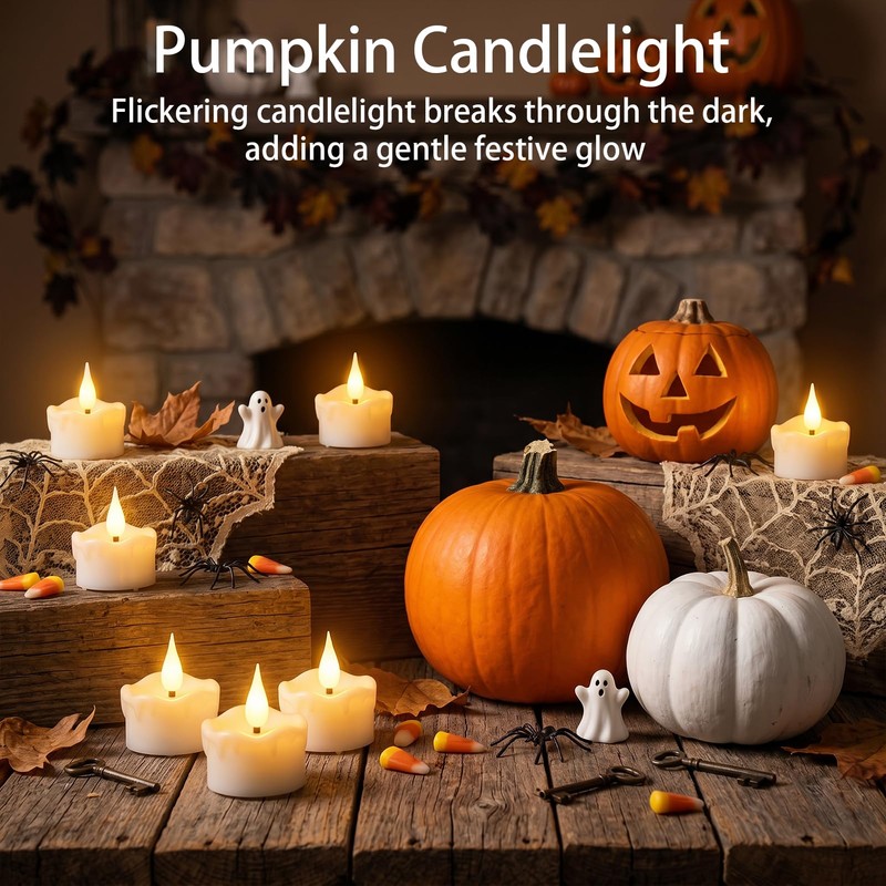 12 Pack Flameless Tea Light Candles with 6 hours Timer,