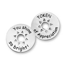 Trainers Warehouse You Shine so Bright! - Token & Card (Set of 10 Each) | Poem on The Front, Blank on The Back | "Token of Appreciation" on one Side, "You Shine so Bright!" on Reverse