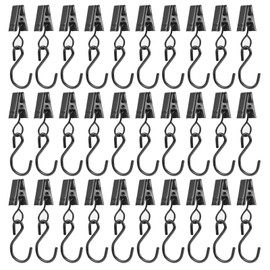 Mokife Curtain Clips with S Hooks, Pack of 30 Black Curtain Clips Metal for Hanging Shower Curtains, Party Lights, Outdoor Wire, Photos, Home Decoration, Craft Display