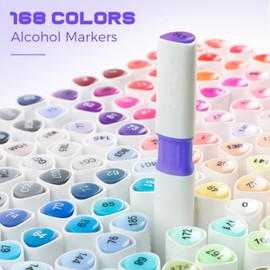 XIEED Alcohol Markers, 168 Colors Premium Alcohol Markers Set for Coloring, Drawing, Sketching, Highlighting, Perfect for Adults and Beginners