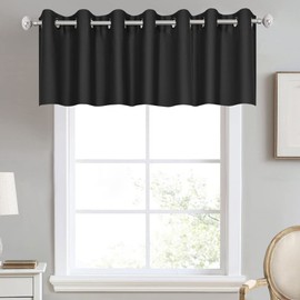 DECOVSUN Black Valances for Windows for Kitchen Blackout Thermal Insulated Curtain Valance for Bathroom/Office Short Straight Drape Valance for Bedroom Kids Room 100 Inch Wide by 18 Inch Long 1 Panel