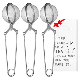 Colador de té Snap Ball Paquete de 3 infusor de té con asa, infusor de malla de té, colador de bola a presión, infusor de té de hojas sueltas empinadas, filtro de té de malla fina para especias y