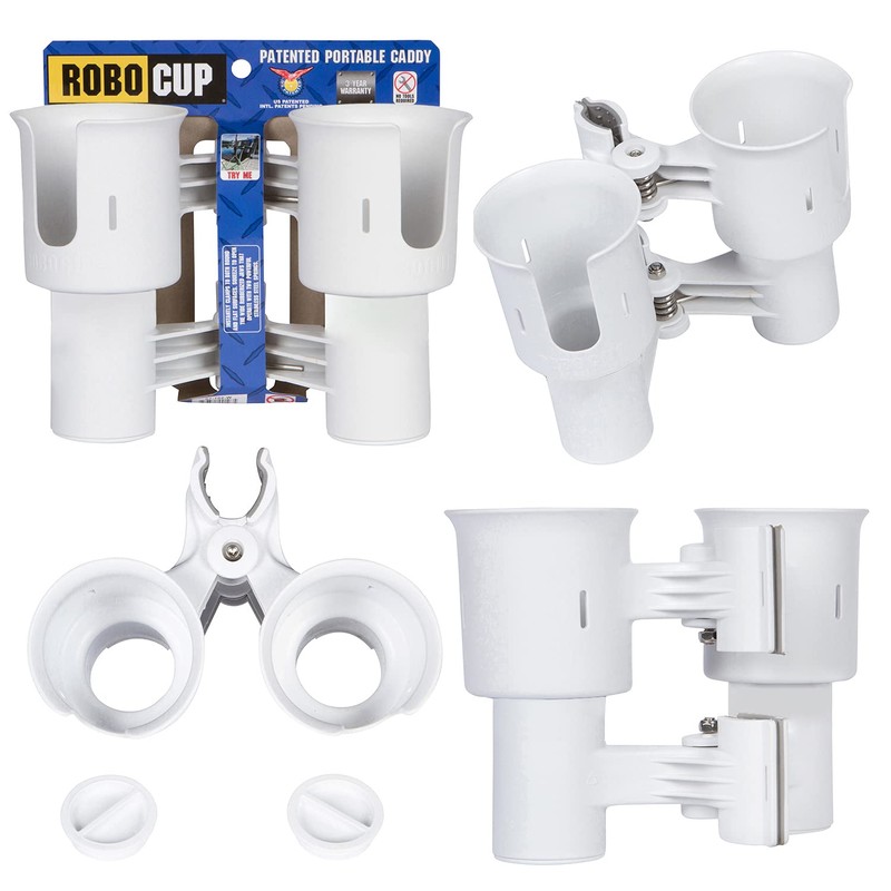 ROBOCUP ROBOCUP, (White), Best Cup Holder for Drinks, Fishing Rod/Pole,