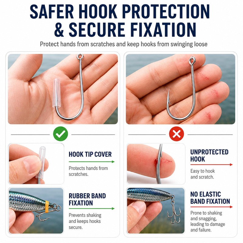 200PCS Fish Hook Barb Protector with Storage Guard Cap Lure