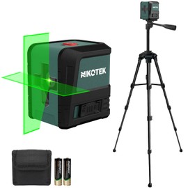 Nikotek Laser Level Self-Leveling Green Beam Horizontal and Vertical Crossline Laser for Home Decor Carrying Pouch, Tripod Battery Included (NK02G with 47 Inch Tripod)
