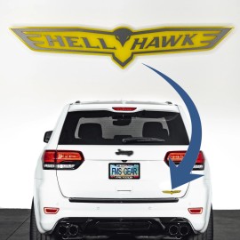 FMS Gear 1 Yellow HELLHAWK Emblem fits Jeep Trackhawk Grand Cherokee Liftgate Badge Wk2