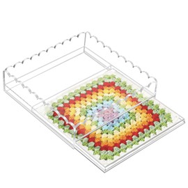 MOBETMO Scalloped Acrylic Tray with Slide Out Drawer - 9" x 9" Customizable Acrylic Tray for Insert Needlepoint, Photos, Art, Fabric, Display Messages