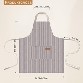 Tczecoo Pack of 2 Kitchen Apron, Baking Apron with 2 Pockets, Adjustable Apron, Unisex Cooking Apron, Neck Strap Aprons for Kitchen, Cooking, Baking, Restaurant, Cafe, Grey + blue