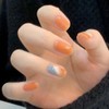 Nail Tips, Short, 24 Pieces, Nail Tips, Gradient, White, Blue,