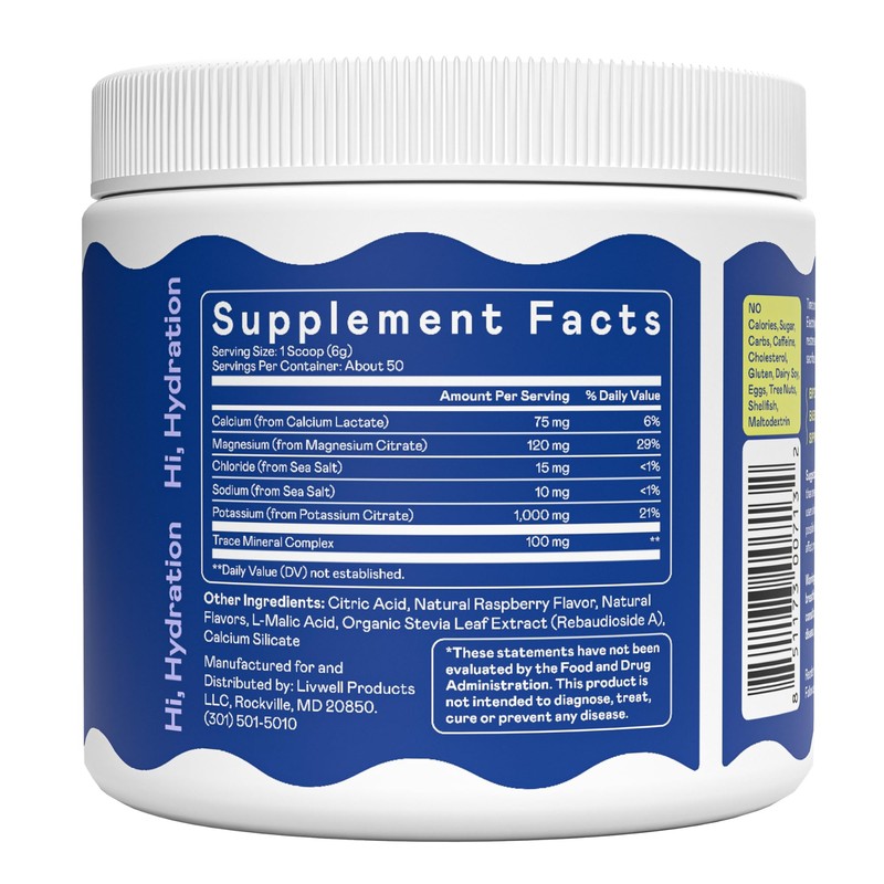 Hi-Lyte K1000 Blue Raspberry Electrolytes Powder, 50 Servings - 1000mg