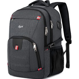 CAFELE Backpack,Waterproof Large 17in Laptop Backpack for Trip School Work Bookbag Computer Rucksack with USB Charging Port,Water Resistant Sturdy Backpack for Men Women,Grey