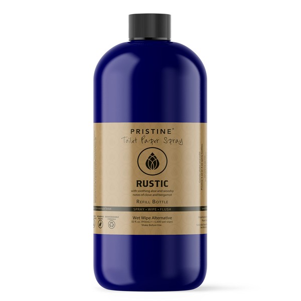 Pristine Toilet Paper Spray: As Seen on Shark Tank, The Planet Friendly, More Natural Alternative to Flushable Wet Wipes - Rustic 32 oz