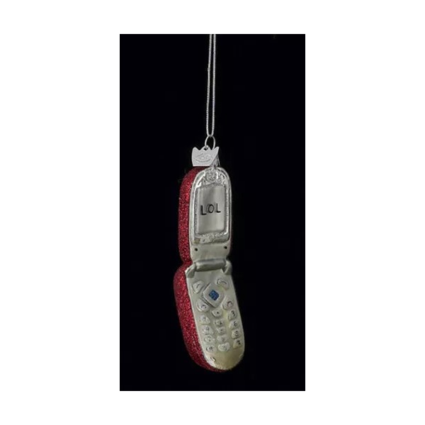 KURT S. ADLER NOBLE GEMS RED GLITTERED "LOL" GLASS CELL