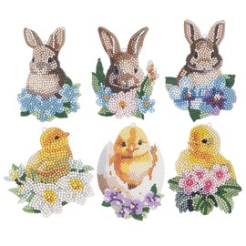 Ideen mit Herz Diamond Painting Charms | Double Sided | For Gifts & Greeting Cards | Pack of 6 | 1.7mm Thick | Includes Accessories (Hare + Chick)