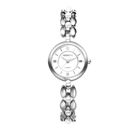 Avaner Watches Women's Pearl Bracelet: Women's Watch with Round Case and Roman Numeral Scale Crystal Watch Women's Watch Removable Strap Analogue Quartz Watch Heart Diamond Wrist Watch for Women