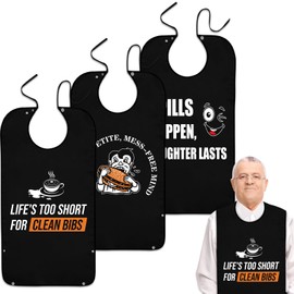 inzeyoz Funny Adult Bibs for Men Women, 3 PCS Waterproof Adult Bib With Optional Crumb Catcher, Adjustable Clothing Protectors for Adult, Senior, Disabled