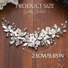 Latious Flower Bride Wedding Hair Vine Silver Leaf Bridal Hair Piece Rhinestone Hair Accessories for Women and Girls (Silver)