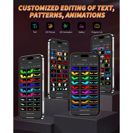 GSOWO Upgrade Devil Eyes Light, 14.7''x3.6'' Full Color Big Eye Flex Signs for Windshield, Programmable LED Display for Car, Scrolling Led Light Sign for Car Window, 1 PC