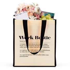 Jztco Work Besties Gifts for Women Work Bestie Definition Waterproof Tote Bag Beach Bag Reusable Grocery Bags Mothers Day Boss Day Christmas Appreciation Coworker Leaving Gifts for Women Sister Aunt