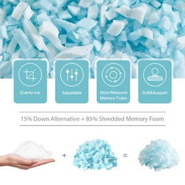 Meoflaw Cooling Pillows Body Size,Shredded Memory Foam Bed Pillows for Sleeping, Supportive Body Pillows for Back & Side Sleepers,Adjustable Pillows Body Size with Washable Removable Cover