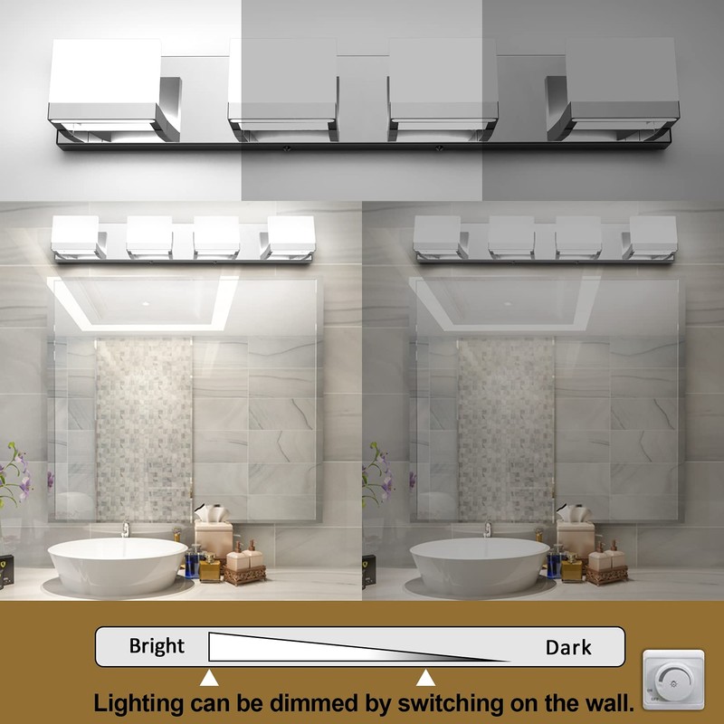 Tipace Dimmable Modern 4 Lights LED Vanity Light for Bathroom