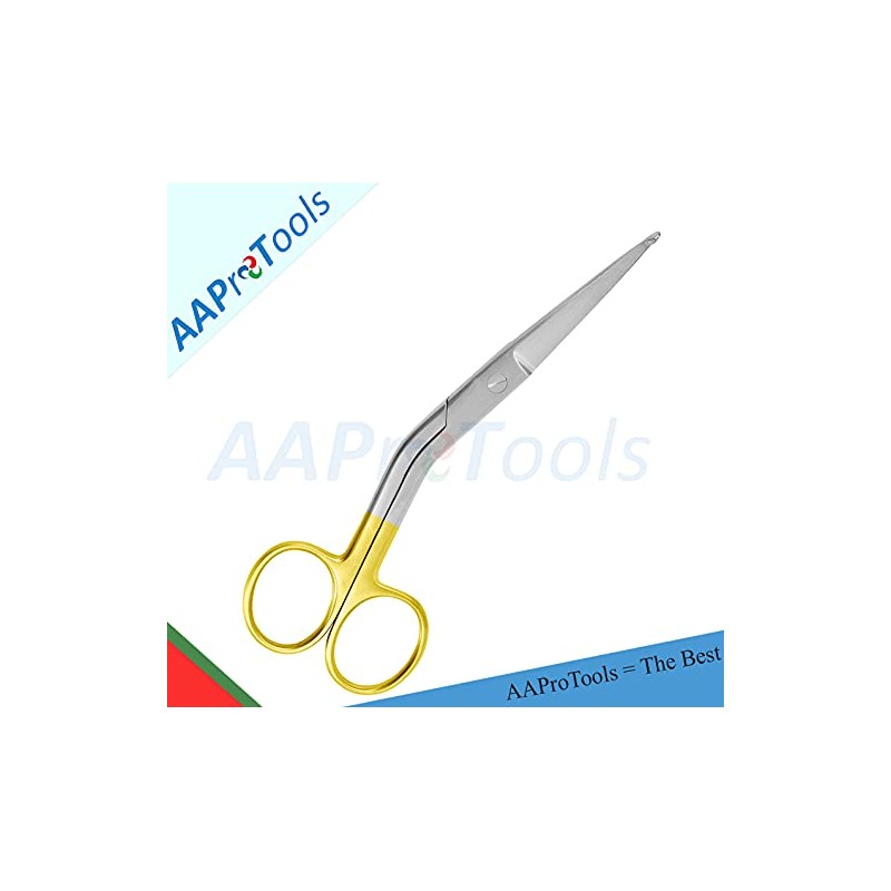 AAProTools Knowles Bandage Scissors, Angled Shank, Gold Handle 5.5" German
