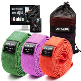 ATHLETIC AESTHETICS Premium Resistance Bands/Resistance Bands with Fabric [As Fitness Band and Fitness Bands Set + Bag and Video Course] Fitness Band e.g. as Pull-Up Aid for Men and Women