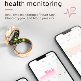 findtime Smart Ring Heart Rate Monitor Sleep Tracker Blood Pressure Ring Blood Oxygen Fitness Tracker Step Counter Calories Fitness Ring Waterproof Health Smart Rings for Women Ladies