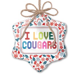NEONBLOND Christmas Ornament I Love Cougars,Colorful Red White Blue Xmas