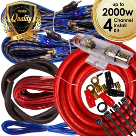 Complete 4 Channels 2000W Gravity 4 Gauge Amplifier Installation Wiring Kit Amp Pk1 4 Ga Red - for Installer and DIY Hobbyist - Perfect for Car/Truck/Motorcycle/Rv/ATV