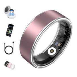 Oucscru Smart Ring for Women Men, Health Fitness Tracker, IP68 Waterproof, Long Lasting Batteries Sleep Ring with Charging Case and Protector, Remote Photography, No App Fees (Pink, 10#)