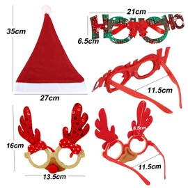 Pack of 16 Christmas Accessories 8 Pieces Christmas Glasses Funny Christmas Glasses 8 Pieces Christmas Hats Santa Hats Santa Hat for Christmas Party Decoration