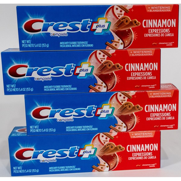 Crest Plus Complete + Whitening Cinnamon Rush Expressions 5.4 oz (4 Pack) 5.4 Ounce (Pack of 4)