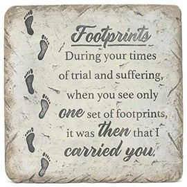 Transpac A3808 Footprints During Your Times of Trial and Suffering When You See Only One Set It was Then That I Carried You 10 x 10 Cement Decorative Outdoor Garden Stepping Stone
