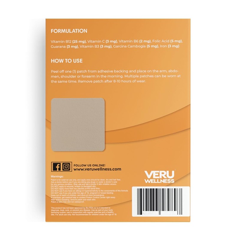 Veru Wellness B12 Energy Patch, Natural Patch B12, Garcinia -
