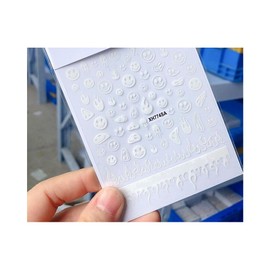 Happy Emoticons Fire Flame Flowers Nail Decal Sticker Xh774Sa White Nail Wraps Art Stickers Manicure Supplies for Women for Home Nails Full Long Lasting Easy Apply and Remove