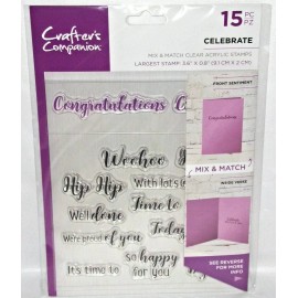 Crafter's Companion Sentiment Sayings Celebrate Mix & Match Clear Acrylic Stamps Crafters Companion