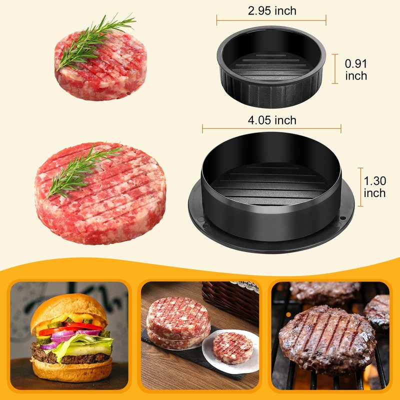 Fsawdnn Hamburger Patty Maker, 4-in-1 Burger Press Patty Maker Slider,