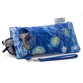 Face Shadow Double Glasses Case Soft Eyeglass Case For Women Men Squeeze Top Sunglasses Case With Cleaning Cloth