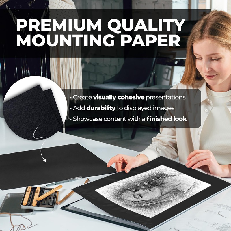 Dunwell 12x18 Art Portfolio Binder with Black Mounting Paper (Blue),