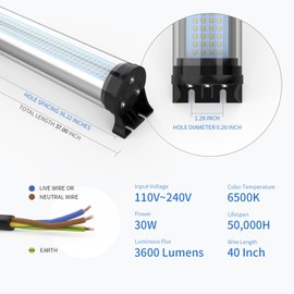 StaStrStu 30W 6500k IP66 Explosion Proof Light Led Machine Light Work Tube Light 3000 lm Industrial Lighting for CNC Machine 120V