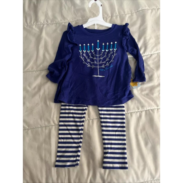 Cat & Jack Girls 4T Happy Hanukkah Top and Leggings